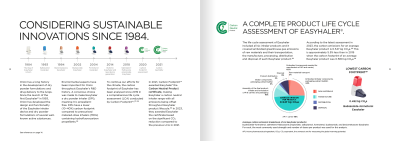 Sustainability brochure layout and infographics